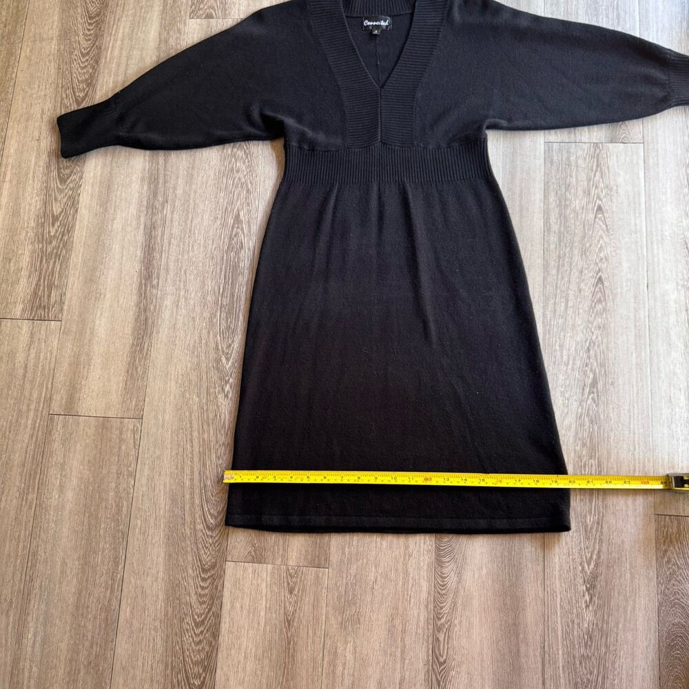 Connected Winter Sweater Dress Sz S Black 3/4 Bell Sleeve Stretch Minimalist - Picture 5 of 10